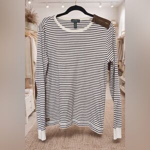 Lauren Ralph Lauren Striped Top | XL| Faux Suede Elbow Patch Shilder Zip | GUC